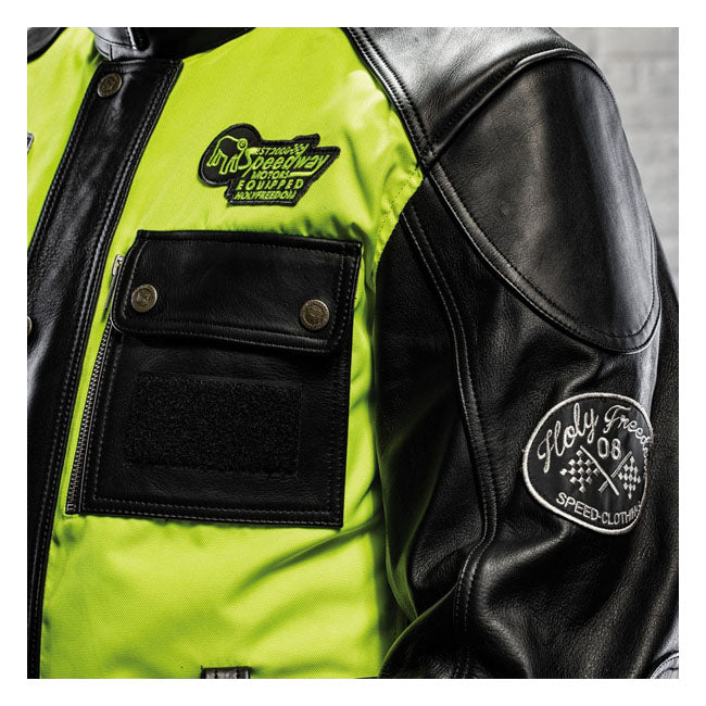 Holy Freedom Quattro Vision leather jacket black/fluo yellow