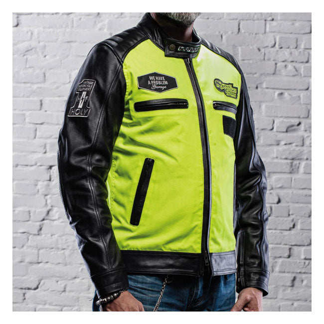 Holy Freedom Zero Vision leather jacket black/fluo yellow