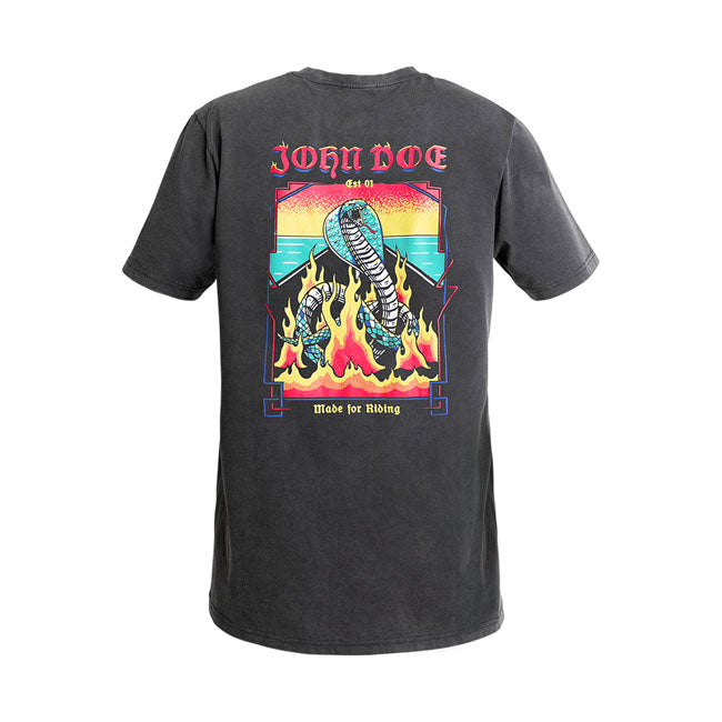 John Doe Snake on Fire T-shirt fade out black