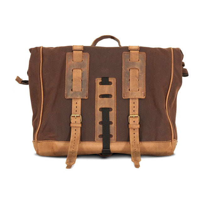 Longride, ''Old Chopper'' waxed cotton saddlebag. Marron Brown