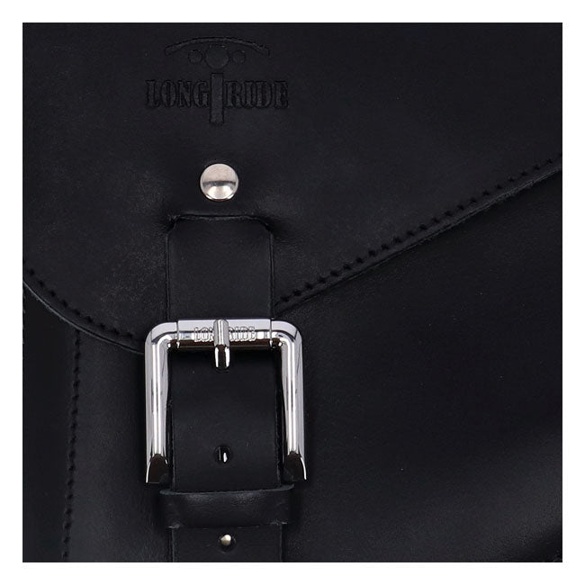 Longride, swingarm bag. Smooth, black leather