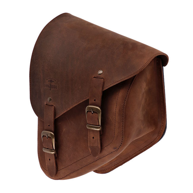 Longride, swingarm bag. Smooth, brown leather