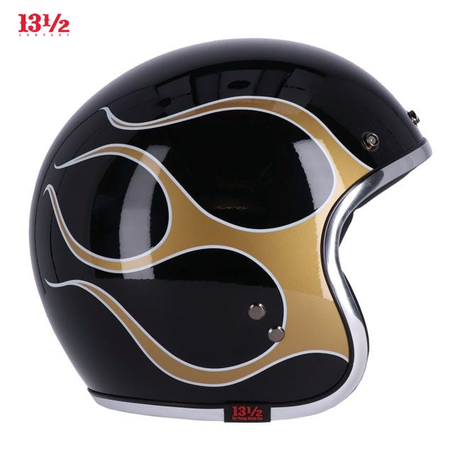 13 1/2 Skull bucket helmet flames gold