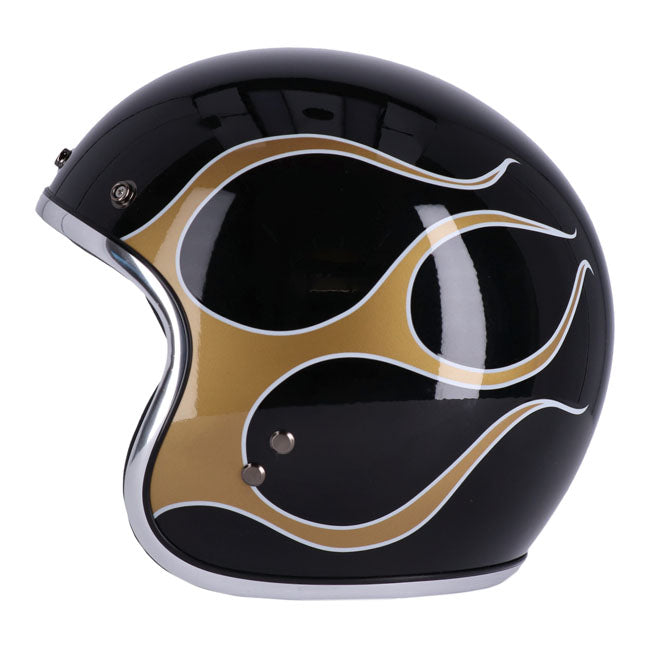 13 1/2 Skull bucket helmet flames gold