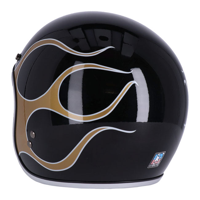 13 1/2 Skull bucket helmet flames gold