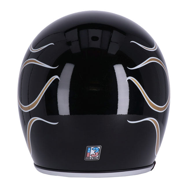 13 1/2 Skull bucket helmet flames gold