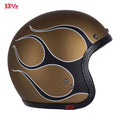 13 1/2 Skull bucket helmet flames matt gold