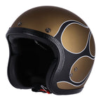 13 1/2 Skull bucket helmet flames matt gold