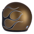 13 1/2 Skull bucket helmet flames matt gold