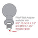 Adaptor cu bilă RAM® cu postament filetat M10-1.25