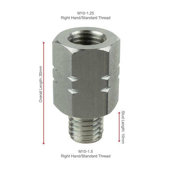 RAM® Adaptor pentru filet femel M10-1.25 la filet masculin M10-1.5 - lung de 20 mm