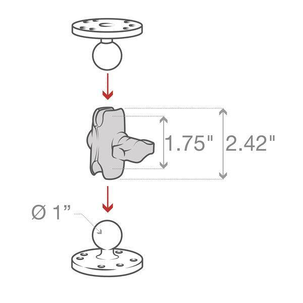 RAM® Braț dublu - Dimensiune B scurt