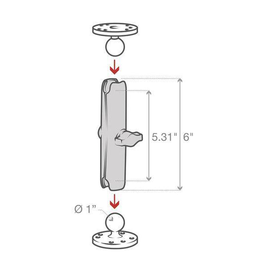 RAM® Braț dublu - dimensiune B lung