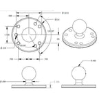 RAM® Placă rotundă cu bilă - dimensiune B