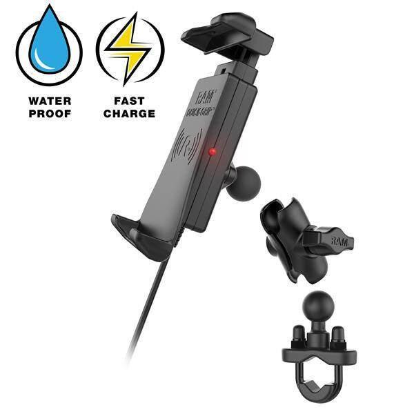 RAM® Quick-Grip™ 15W Waterproof Wireless Charging Handlebar Mount