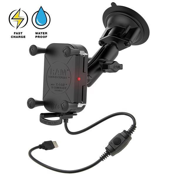 RAM® Tough-Charge™ 15W Suport cu ventuză pentru încărcare fără fir