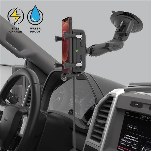 RAM® Tough-Charge™ 15W Suport cu ventuză pentru încărcare fără fir