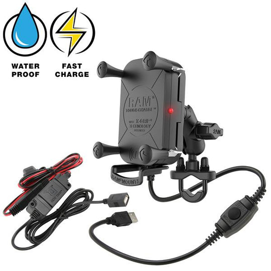 RAM® Tough-Charge™ 15W Suport pentru motocicletă cu încărcare fără fir rezistent la apă