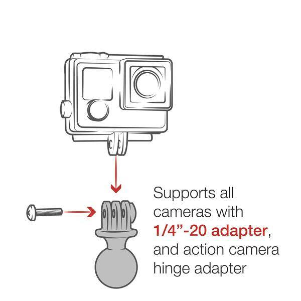 RAM® Tough-Strap™ Suport dublu cu bilă cu adaptor universal pentru camera de acțiune
