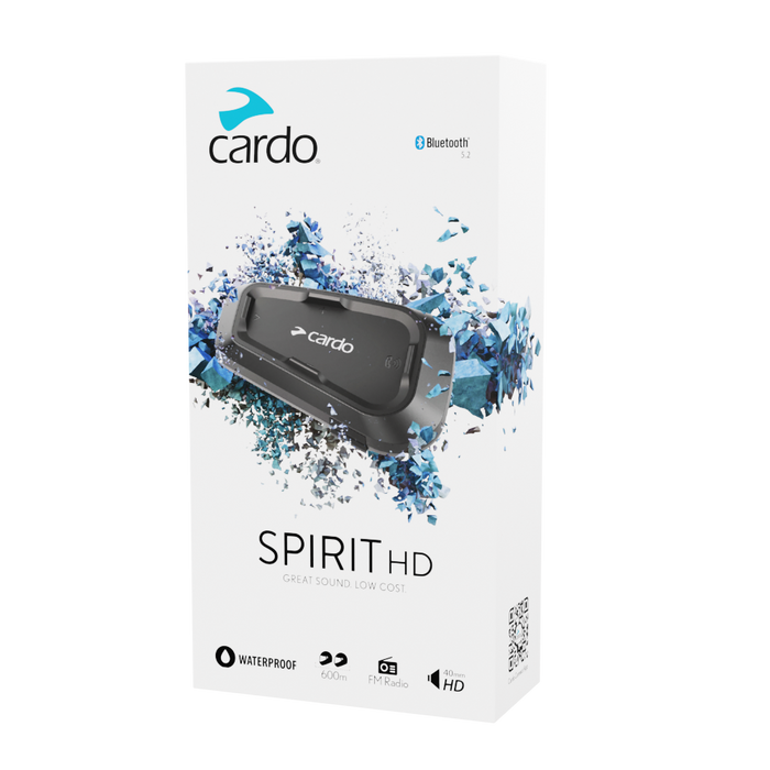 Sistem de comunicare moto | Cardo Spirit HD Single Pack, difuzoare HD 40mm, Conferinta de pana la 2 rideri simultan, distanta 600m