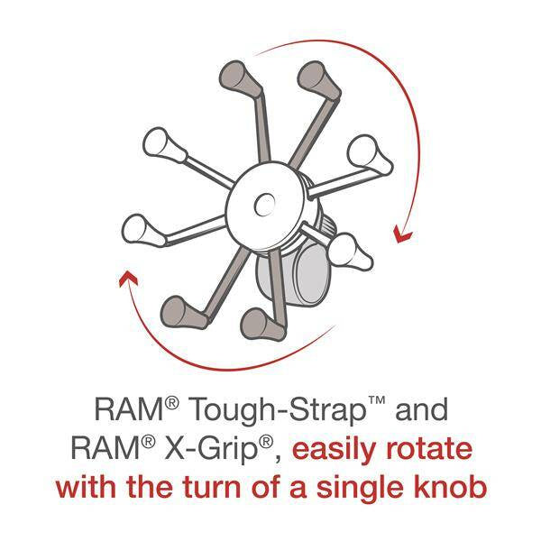 Suport mare pentru telefon RAM® X-Grip® cu bază de ghidon RAM® Tough-Strap™