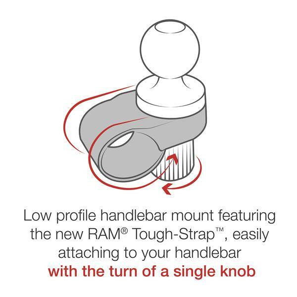 Suport pentru telefon RAM® Quick-Grip™ XL cu bază de ghidon RAM® Tough-Strap™