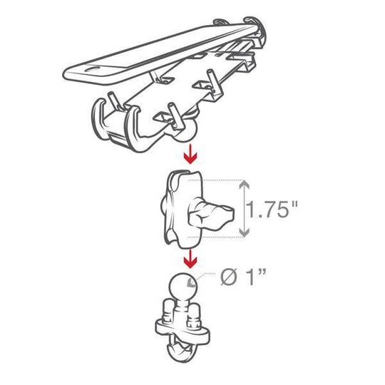 Suport pentru telefon RAM® Quick-Grip™ cu bază U-Bolt pentru ghidon - scurt