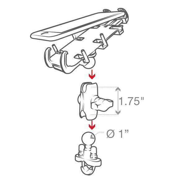 Suport pentru telefon RAM® Quick-Grip™ cu bază U-Bolt pentru ghidon - scurt