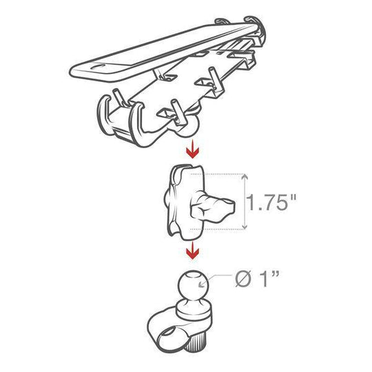 Suport pentru telefon RAM® Quick-Grip™ cu bază pentru ghidon RAM® Tough-Strap™